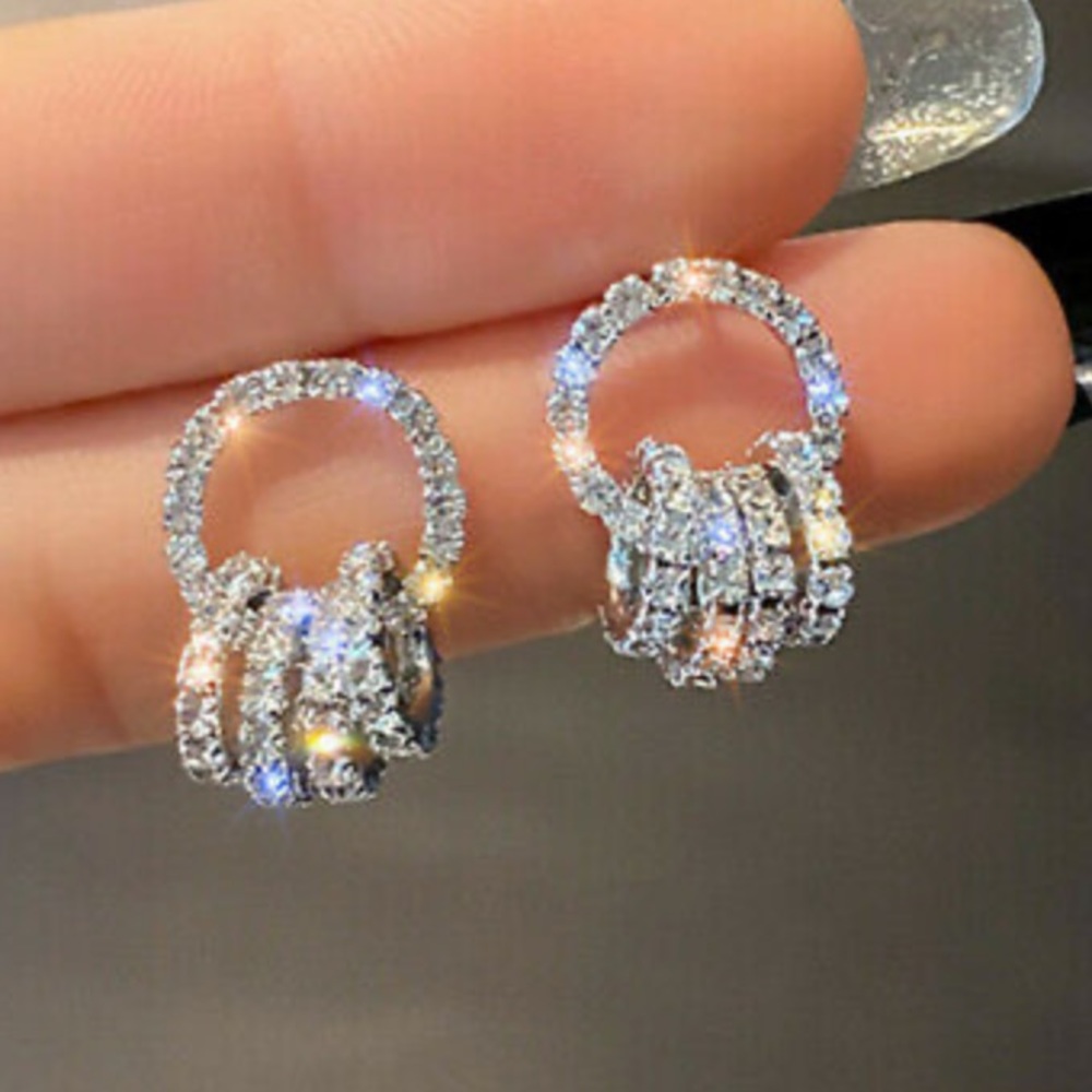 New Sterling silver diamond earrings - Picture 1 of 3
